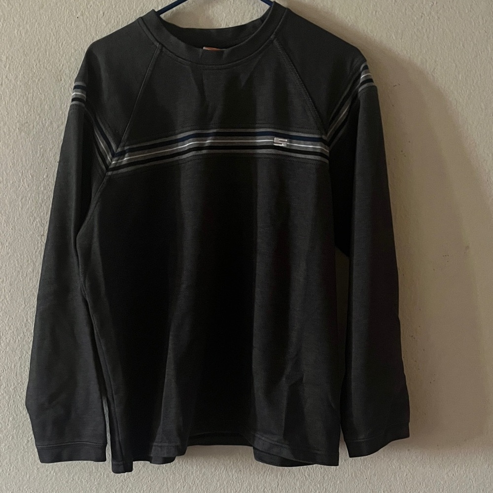 Classic Black Long Sleeve Sweatshirt with Stripes